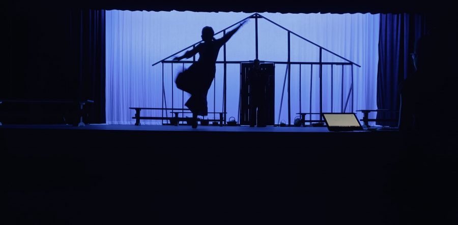 Emmy Ungerleider, as Polly, dances at rehearsal.
