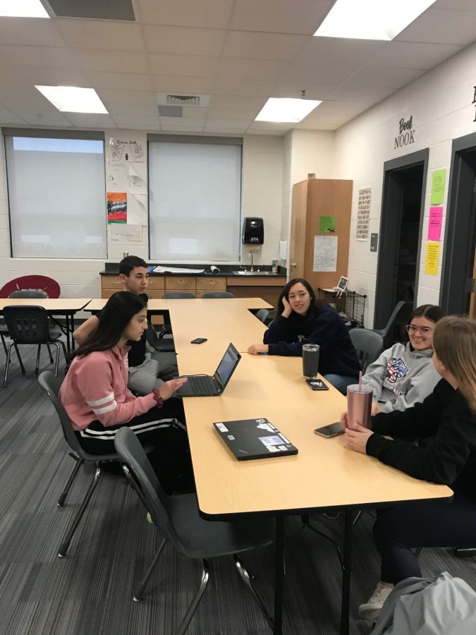 The Tiger Talks staff plans their next podcast. They meet twice a month to plan and record podcasts. “We bring really good discussions when we’re in a natural setting.” expressed Olivia Danley.