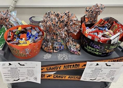 UNICEFs Trick-or-Treat fundraiser candy cart. Photo courtesy of UNICEFs Instagram page (@indy.unicef)